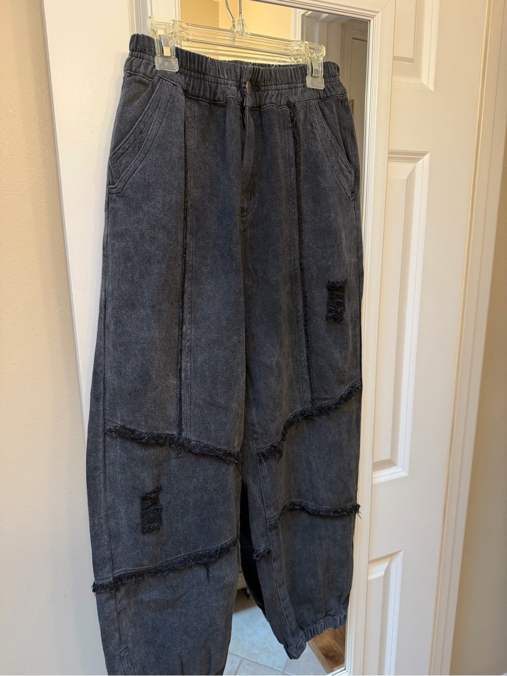 POL Black Distressed Jogger Pants